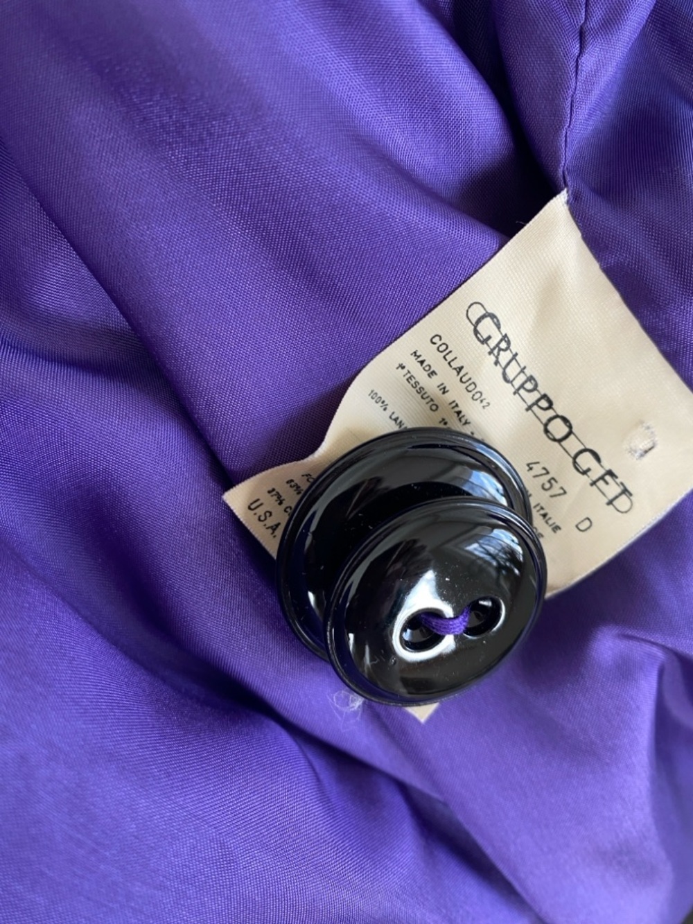 Valentino Miss V Royal Purple Wool Italy Trapeze Swing Coat Vintage 1990s - Picture 4 of 12